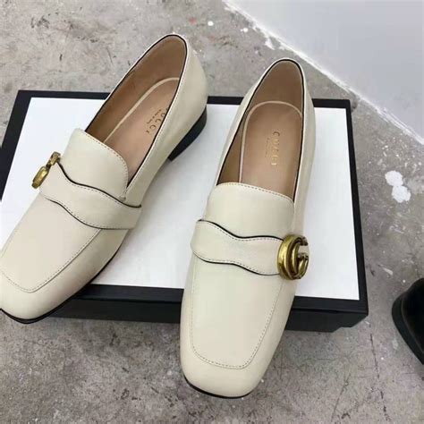 Women's Double G loafer in white leather 